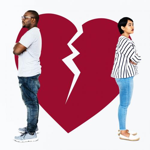 Sad couple with broken hearts - 490543