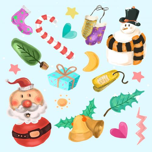 Cute Christmas elements vector set - 1231048