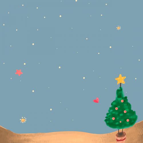 Cute Christmas tree at night background vector - 1231108