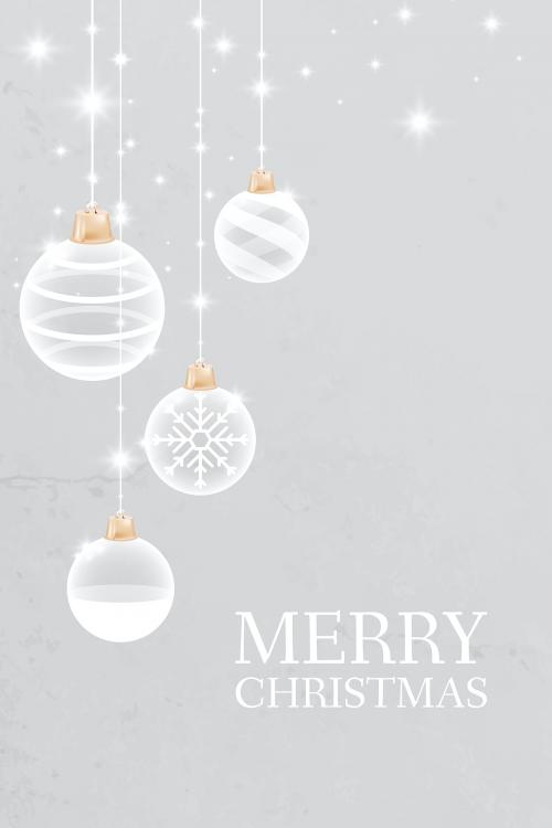 White Christmas bauble patterned on gray background vector - 1231141