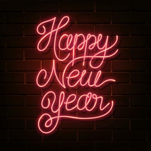 Neon bright happy new year sign vector - 1232201