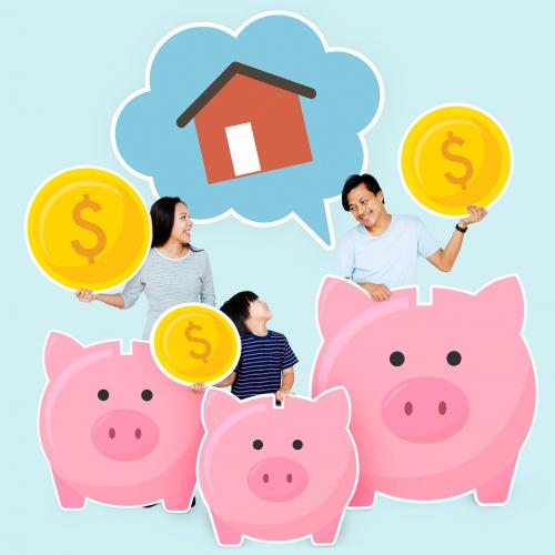 Family saving up to buy a house - 490589