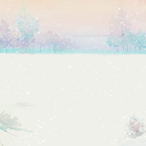 Watercolor snowy winter landscape vector - 1232236