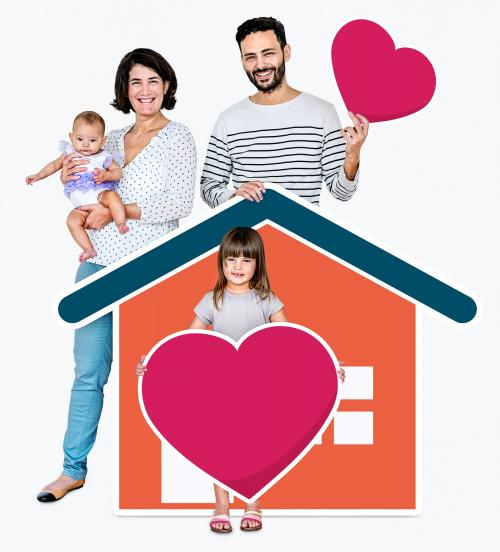 Family of four in a loving home - 490696