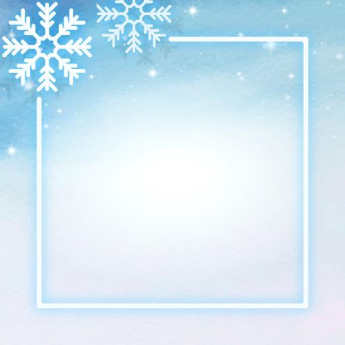 Blue neon frame decorated with snowflakes vector - 1233070