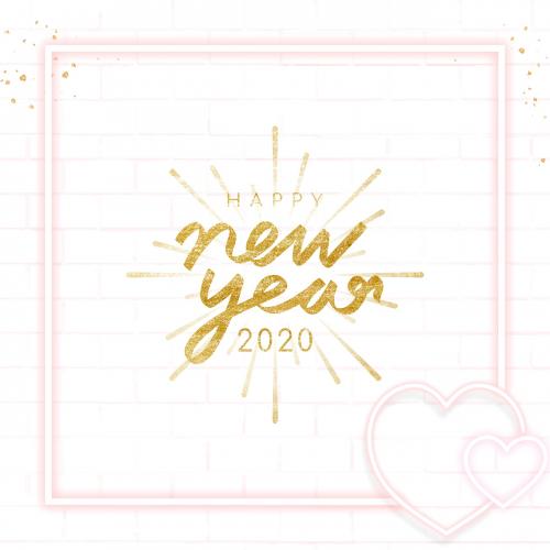 Pink neon New Year social banner template vector - 1233076