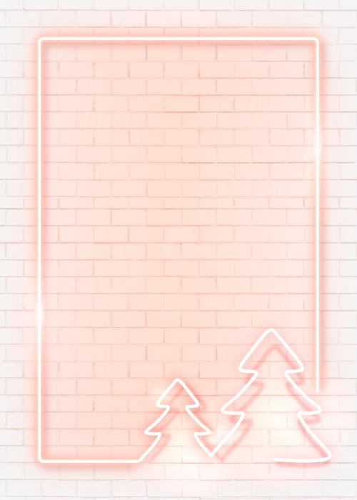 Pink neon Christmas frame illustration - 1233101