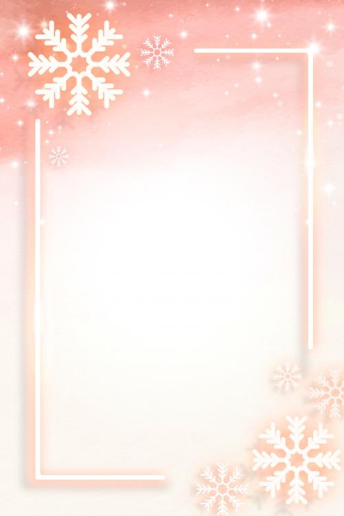 Orange neon snowflake frame social banner vector - 1233114