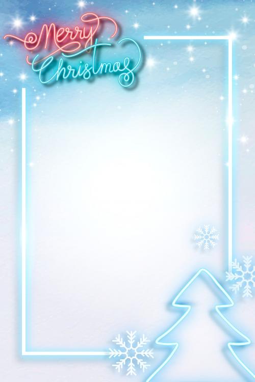 Blue neon Christmas social template vector - 1233151