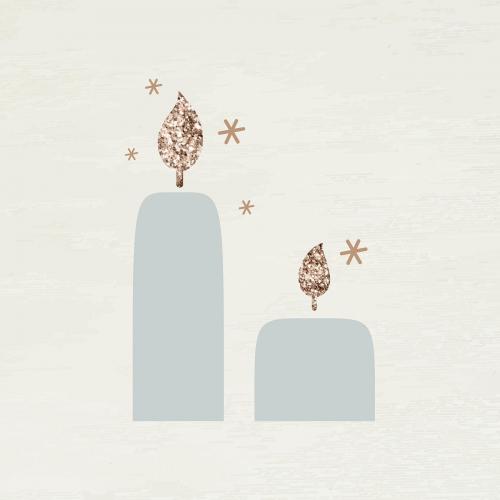 New Year pillar candles with shimmering lights doodle on textured paper vector - 1233598