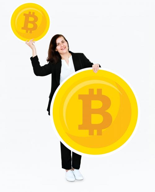 Businesswoman investing in bitcoin cryptocurrency electronic cash - 477438