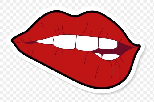 Red sexy lips sticker transparent png - 2034574