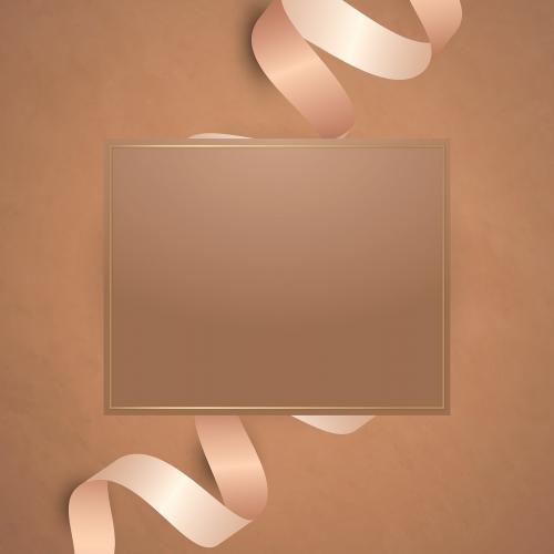 Square frame with pink gold ribbon vector - 1234219