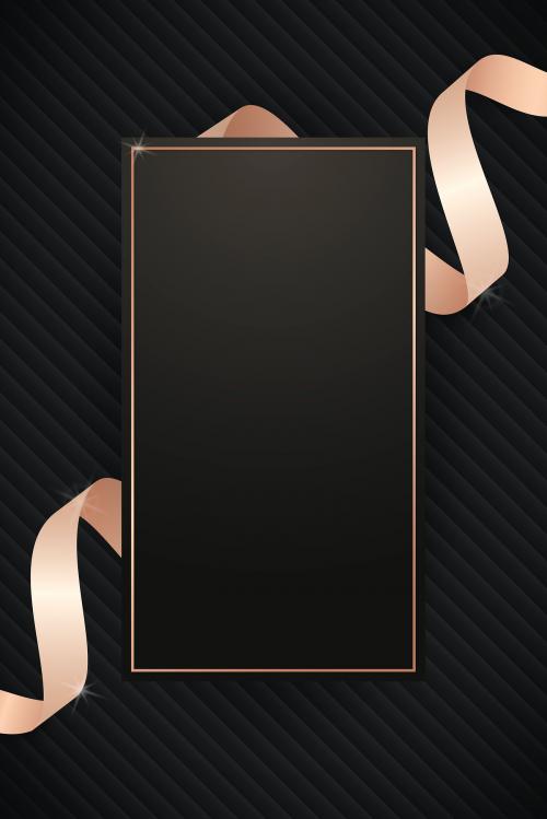 Rectangle fame with pink gold ribbon vector - 1234288