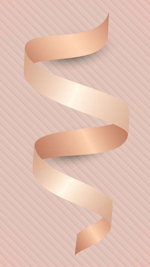 Pink gold ribbon element vector - 1234296