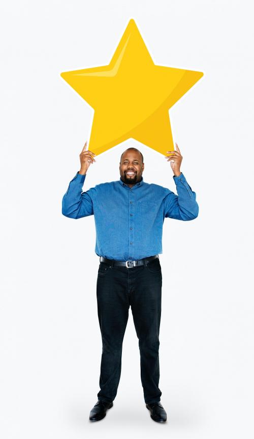 Businessman showing golden star rating symbol - 477476