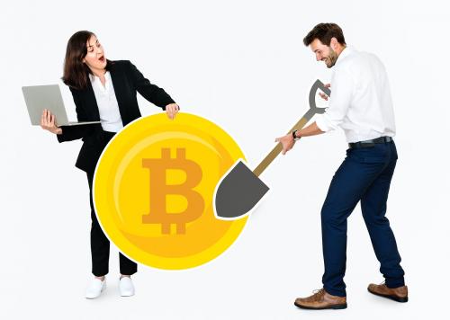 Businesspeople mining bitcoin cryptocurrency electronic cash - 477484