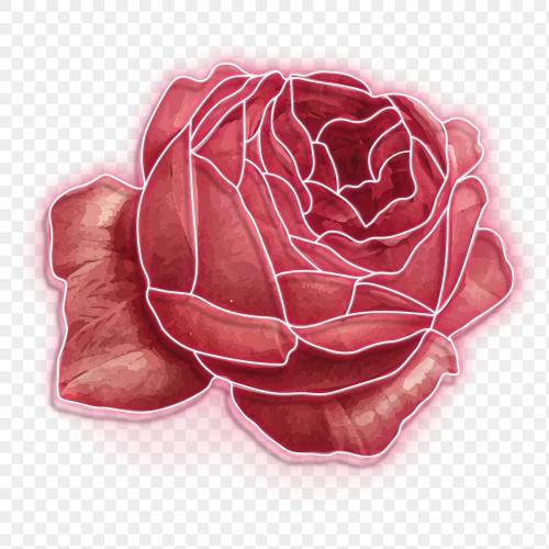 Red neon rose transparent png - 2102954