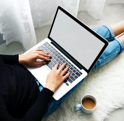 Closeup of woman using computer laptop - 2659