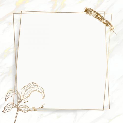 Gold leaves frame with brush stoke vector - 2019729