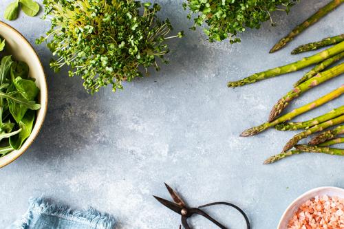 Asparagus and salad cress on the table - 2225810