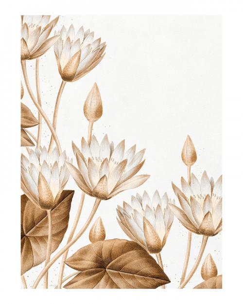 Egyptian lotus vintage illustration wall art print and poster design remix from original artwork of Pierre-Joseph Redouté. - 2267404