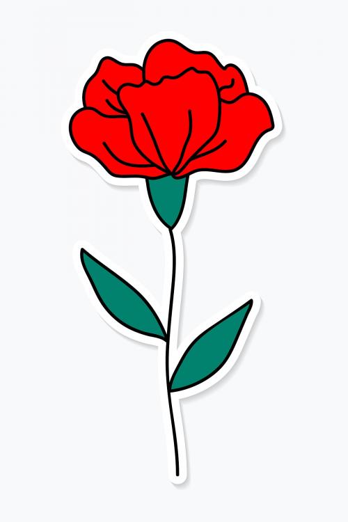 Red carnation flower sticker vector - 2034520