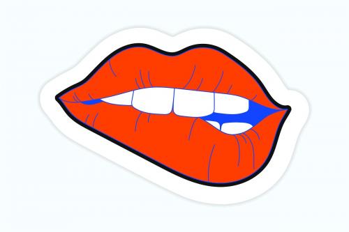 Red sexy lips sticker vector - 2034545