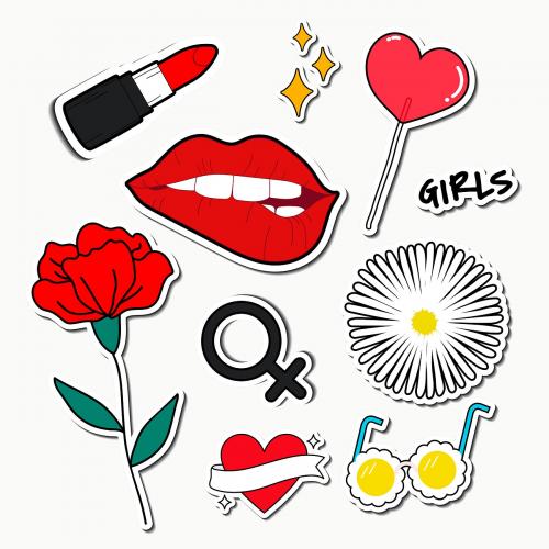 Set of sticker doodle vector - 2034644