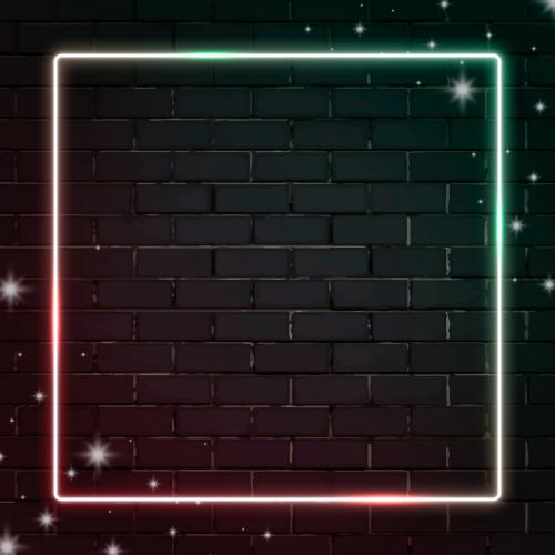 Square blink neon frame on brick wall background vector - 1229006