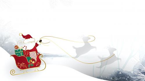 Santa Claus riding his sleigh on winter background vector - 1229066