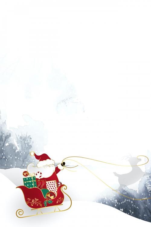 Santa Claus riding his sleigh on winter background vector - 1229092