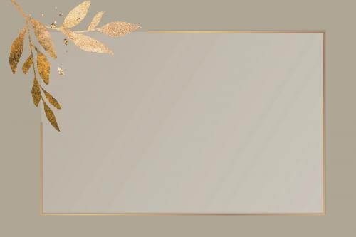 Christmas golden rectangle frame on brown background vector - 1229110