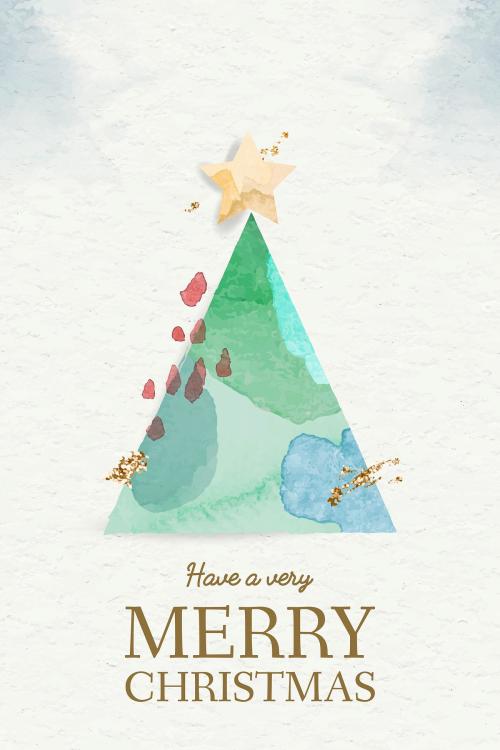 Watercolor Christmas tree element vector - 1229295