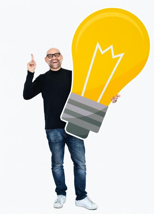 Man showing a light bulb icon - 475737