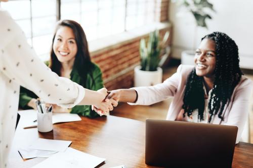 Happy businesswomen doing a handshake - 1226494