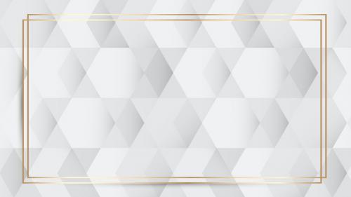 Gold frame on white and gray geometric pattern background vector - 1229483