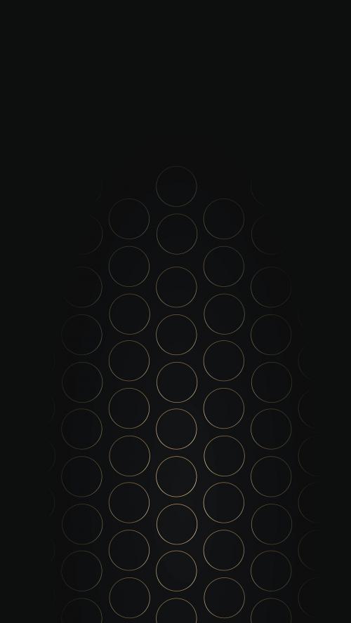 Seamless gold round grid pattern on black background mobile phone wallpaper vector - 1229487