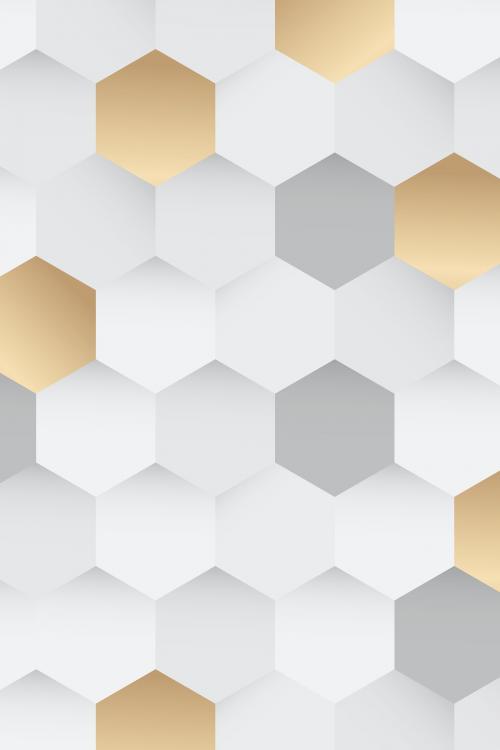 White and gold hexagon pattern background vector - 1229524