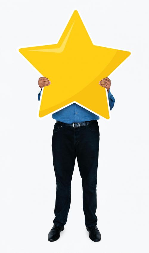 Businessman showing golden star rating symbol - 477267