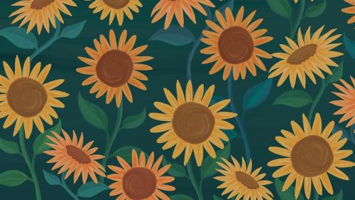 Hand drawn sunflower patterned background vector - 1229948