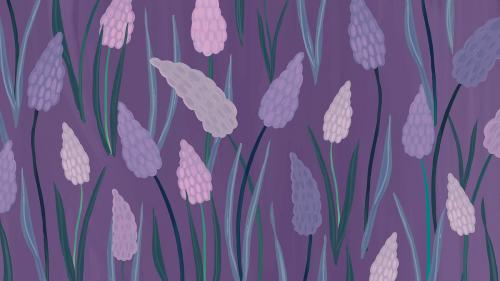 Hand drawn grape hyacinth patterned background vector - 1229961