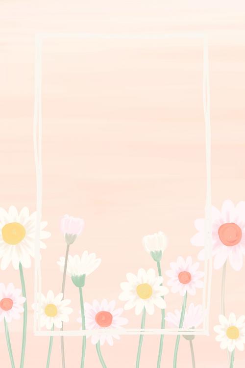 Rectangle daisy frame vector - 1229980