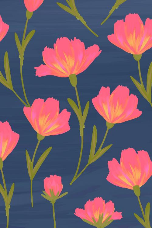 Hand drawn cosmos flower patterned background vector - 1229996