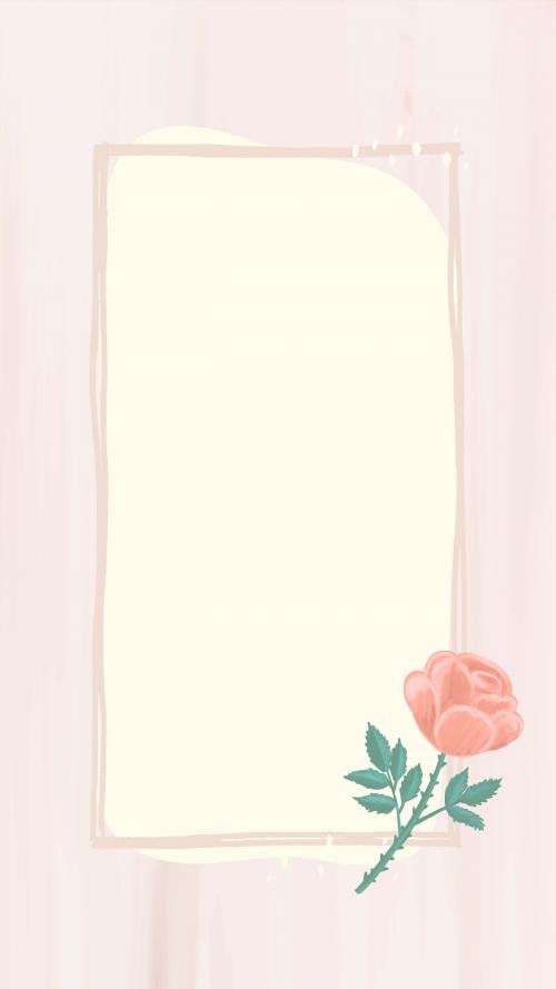 Rectangle rose frame mobile phone wallpaper vector - 1230005