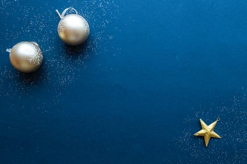 Christmas ornaments on a blue background - 1231340