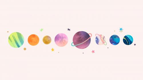 Colorful galaxy watercolor doodle on pastel background vector - 1230094