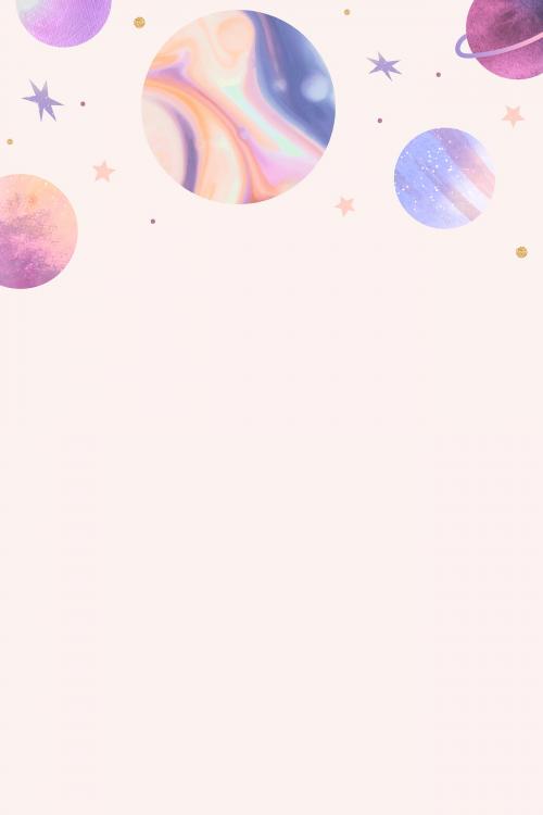 Colorful galaxy watercolor doodle on pastel background vector - 1230135