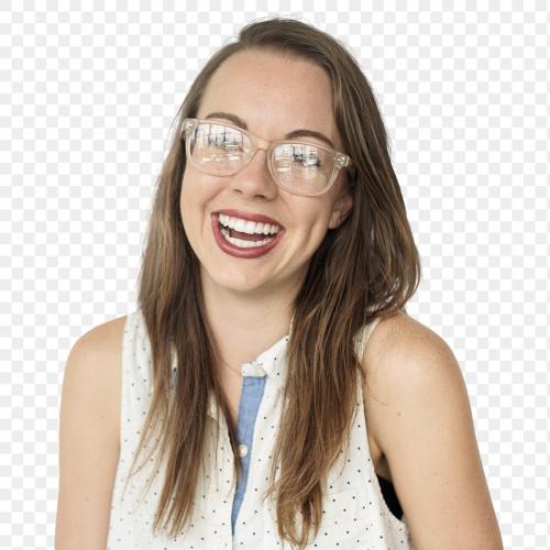 Happy young woman laughing transparent png - 1232535