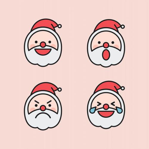 Santa emoticon set isolated on pink background vector - 1230287